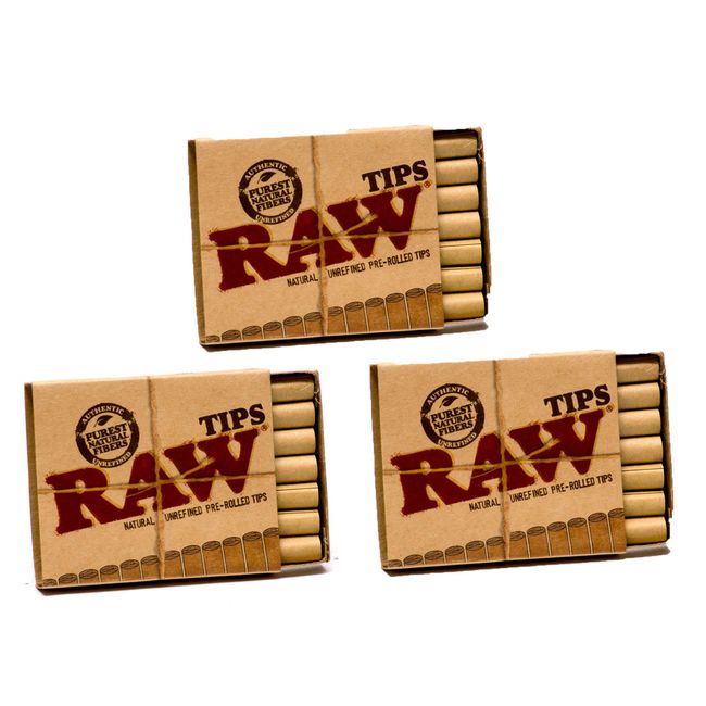 Raw Natural Unrefined Pre-Rolled Filter Tips 21 Count (Pack of 3)