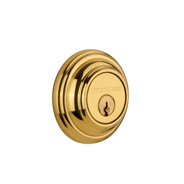 Nostalgic Warehouse Classic Rosette Double Cylinder Deadbolt, Unlacquered Brass