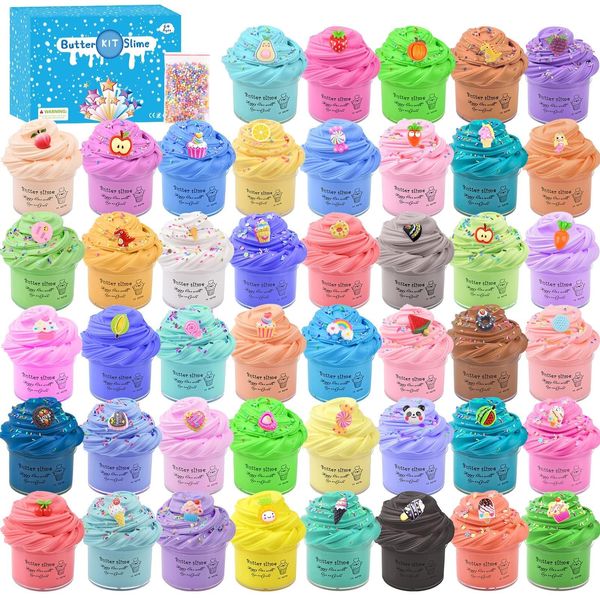 45 Pack Mini Butter Slime Kit, Christmas Scented Slime Party Favor Gifts, DIY Putty Toys for Kids, Soft & Non-Sticky, Stress Relief Toy for Girls and Boys Age 4-12