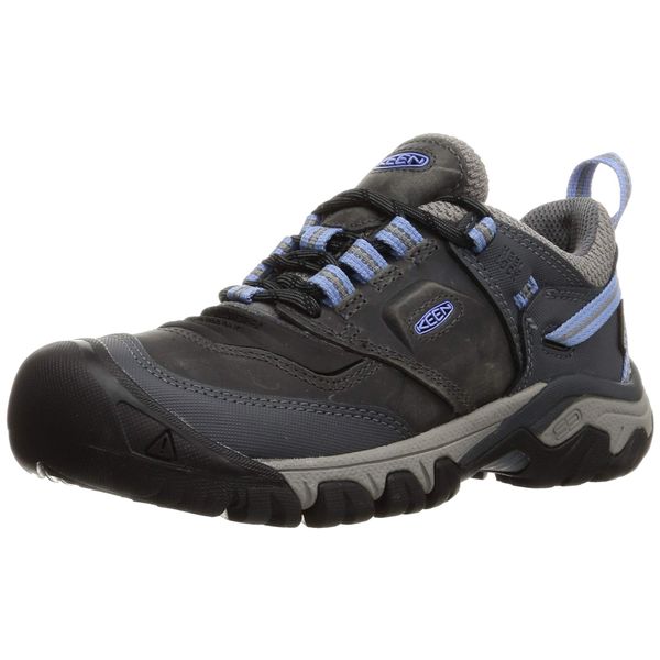 KEEN Women's Ridge Flex Low Height Waterproof Hiking Shoes, Steel Grey/Hydrangea, 7 Medium US