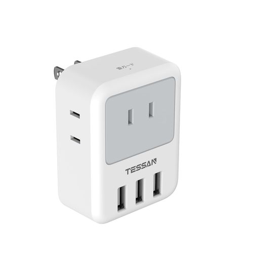 USB Outlet Tap Tessan Power Strip with Lightning Guard 3 AC Outlets 3 USB Ports Octopus Outlet Octopus Wiring Charging Tap Multi-tap USB Tap for Japanese Domestic Use Only Gray