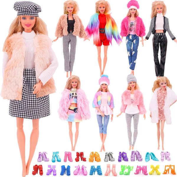 Doll Clothes and Accessories, 11.5 Inch Doll Outfit Doll Winter Coat Clothes Set Include Winter Fashion Jacket Coat Tops Jeans T-Shirt Pants Skirt Dress Hat for Girls Birthday Gifts