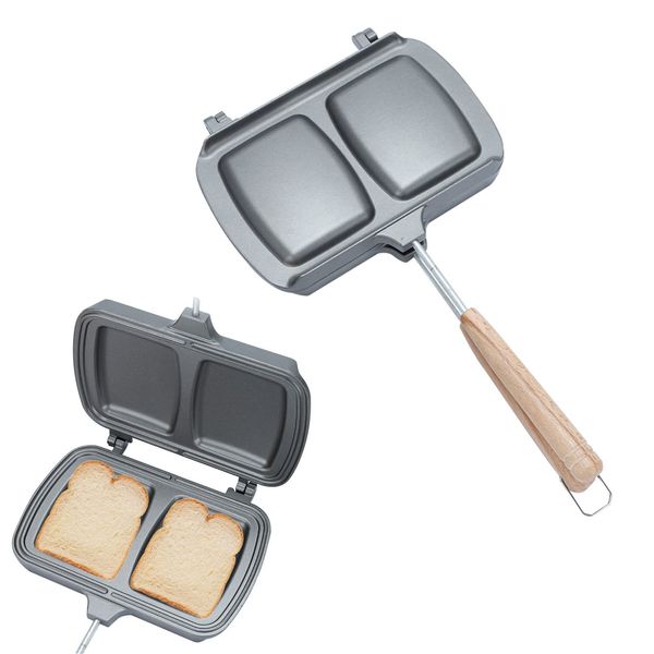 Double-Sided Sandwich Baking Pan,Double Sided Frying Pan,Nonstick Toasted Sandwish Maker,Grilled Cheese Flip Grill Pan with Handles,Stovetop Toastie Maker for Breakfast Pancakes,Omelets (Section 2)