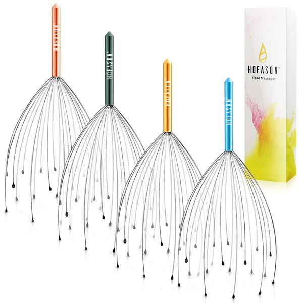 HOFASON 2PCS Head Massager Scalp Scratcher with 20 Fingers, Scratcher Tingler Massage Stress Relax, Stocking Fillers for Women/Men/Adults Scalp Massager Hair Growth Deep Relaxation (Random Colors)