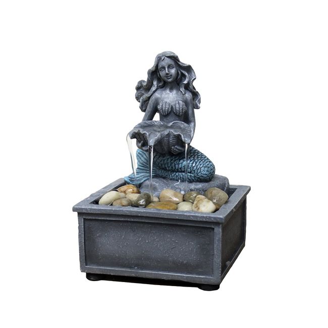 7" High Mermaid Table-top Fountain with Adapter