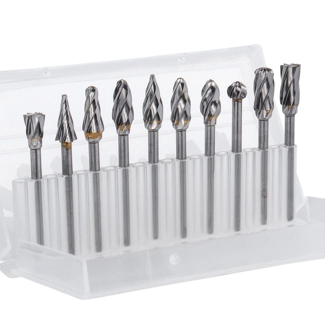 Wolfride 10 Router Bits, Carbide Tungsten Steel Blade Drill Bit, Electric Drill Bit Set, Thick Teeth, Ideal for Cutting Stainless Steel and Wood Carving, Carbide Cutter, Router Bit, Single Cut, Polishing Router Tool, Carbide Bar, Electric Router Bit, File