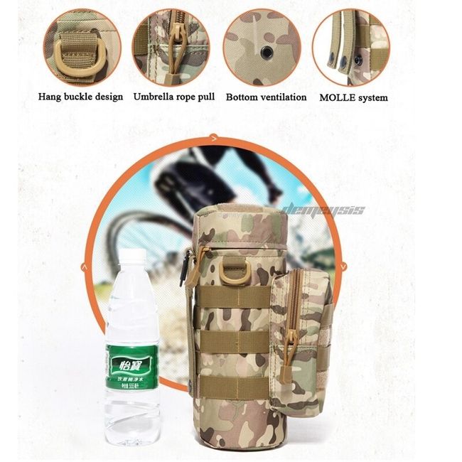  Molle Water Bottle Holder, Tactical Water Bottle Pouches for  Backpack with D-Ring Hook (Army Green) : Sports & Outdoors