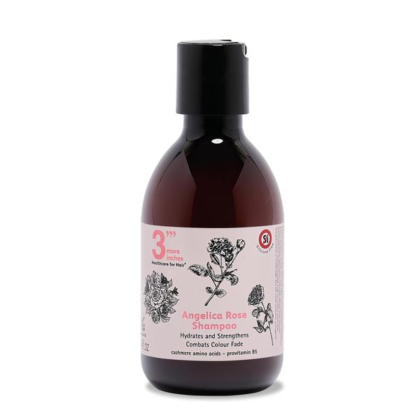 3'''More Inches Cashmere Protein Angelica Rose Shampoo 250ml - Hydrates, Strengthens, Sulfate-Free Formula with Rose Oil for Thickening Hair