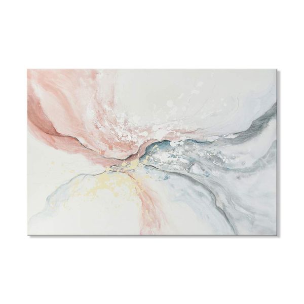 Pink Wall Art Abstract Wall Decor Blush Pink and Gray Canvas Artwork Modern Water Flow Shape Pictures Hand Painted Oil Paintings Large Framed Art for Living Room Bedroom Office 36" x 24"