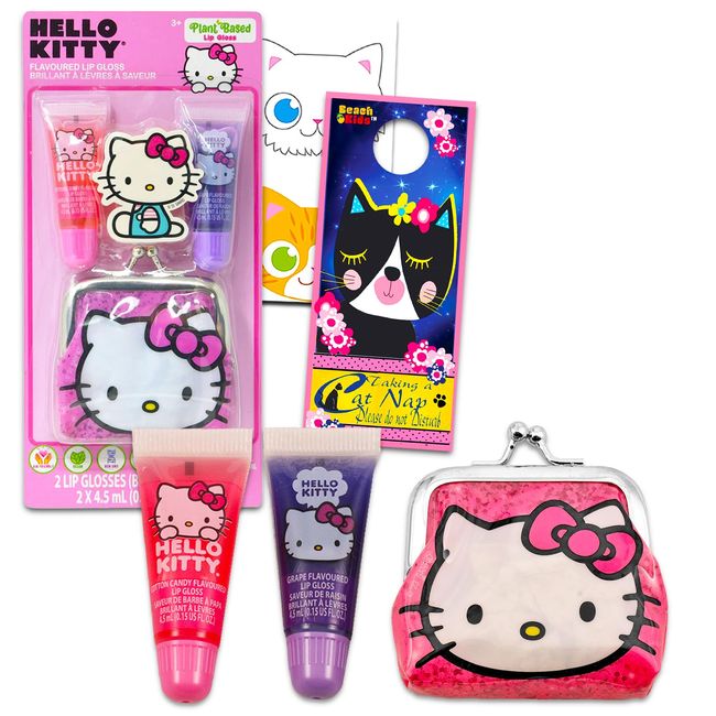 Hello Kitty Lip Balm Tubes - Bundle with 2 Hello Kitty Lip Balms in Assorted Flavors for Party Favors Plus Coin Purse, Stickers, More | Hello Kitty Party Favors