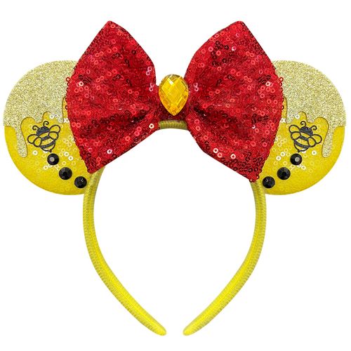 Bolonar Mouse Ears for Women Girls Winnie Mouse Ears Headband for Women Girls Yellow Sequin Bows Park Ears