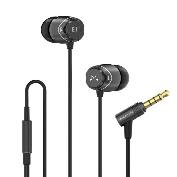 Soundmagic E11 Wired Earbuds No Microphone HiFi Stereo Earphones Noise Isolating in Ear Headphones Powerful Bass Tangle Free Cord Black