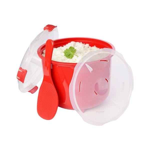 Sistema Microwave Rice Cooker | 2.6 L | Dishwasher Safe Small Rice Cooker | BPA-Free | Red