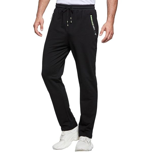 ZOXOZ Jogginghose Herren Baumwolle mit Reißverschluss Taschen Trainingshose Sporthose Sweatpants Slim Fit Herren Hose Schwarz S