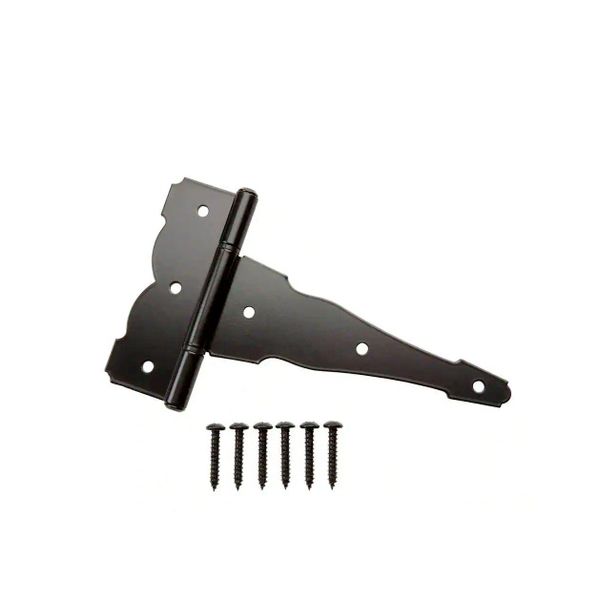 2PK 8 in. x 5.5 in. Black Decorative Gate Fence Door Tool Box Tee T-Hinges 15032