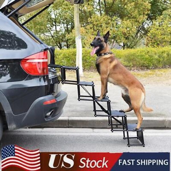 5 Steps Car Dog Stairs Support Up To 150 Lbs Foldable Dog Ramp Ladder Pet Stair