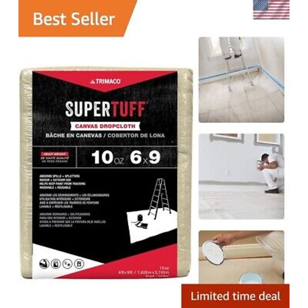 Premium 10oz Absorbent Drop Cloth 6' x 9' for Contractors & DIY Enthusiasts