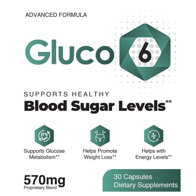 Gluco 6 Blood Support Supplement - Genuine 30 Capsules With Sukre and Theacrine