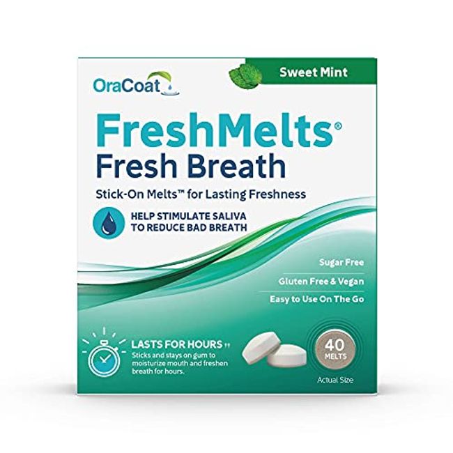 OraCoat XyliMelts Dry Mouth Relief Moisturizing Oral Adhering Discs,  Slightly-Sweet Mint-Free, 40 Count (Pack of 1)