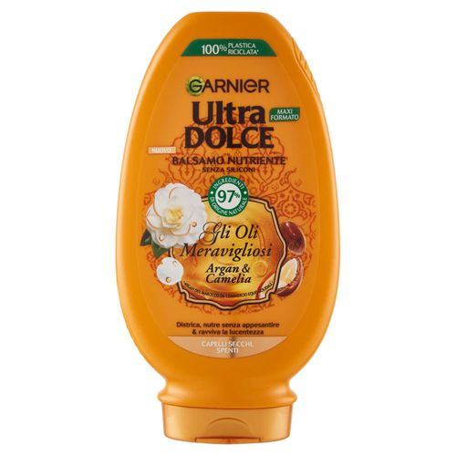 Garnier Ultra Dolce Balsamo Nutriente Capelli Secchi, Argan e Camelia, 250 ml