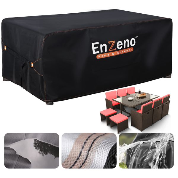 Enzeno Patio Furniture Set Cover Outdoor,Sectional Sofa Set Cover 170x94cm, Rectangular/Square Table Cover, Rattan Patio Furniture Covers Waterproof, 420D Oxford Fabric Outdoor Windproof