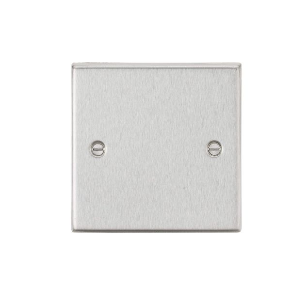 Knightsbridge 1G Blanking Plate - Square Edge Brushed Chrome