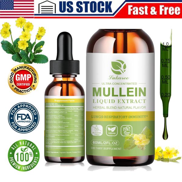 1 PACK Mullein Drops for Lungs, Detox and Cleanse Mullein Extract Supplement