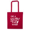 Flox Creative Tote Bag I'm a Wizard This my Wand Red