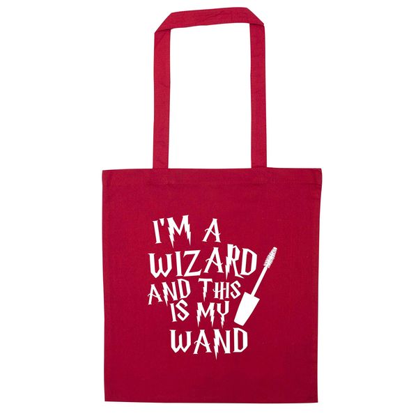 Flox Creative Tote Bag I'm a Wizard This my Wand Red