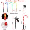 Solar Candy Cane Pathway Lights Outdoor Christmas Decor Stake Lamp 8 Light Modes