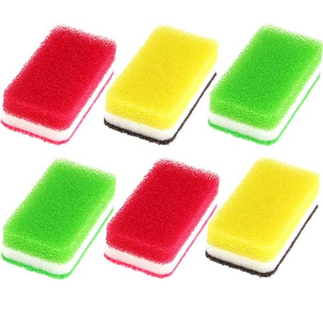 Duskin Kitchen Sponges, 3 Colors, Set of 6, Individual Packaging, Instructions Included, Dish Sponges