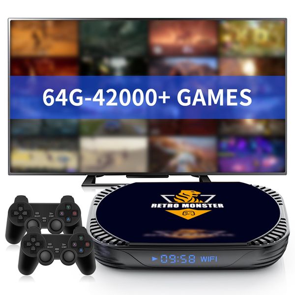 Retro Game Console with Built in 42000+ Games, 4K UHD Video Game Console for TV, Emulator Console Support 70+ Emulators, Game System with Wireless Controller, S905X4 Chip, 2.4G+5G WIFI, Gift for Men