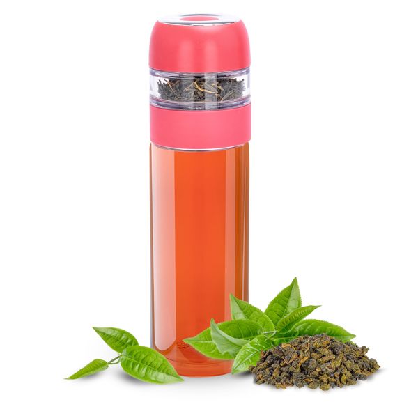 HYDRATE Glass Tea Infuser Bottle - Double Walled Stainless Steel, Leak-Proof Design, Top-Loading Infuser Design for Bold Flavors. Stay Hydrated with Fresh, Fruit-Infused Tea Anytime On-the-Go!