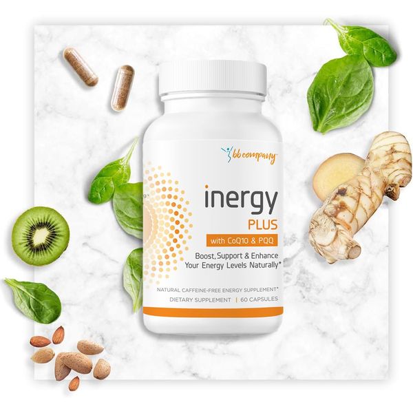 BB Company InergyPLUS | Energy Vitamins for Women, Fatigue, Natural Energy Supplements for Focus | Vitamin B12, Folic Acid, Rhodiola Rosea, Cordyceps, CoQ10, Caffeine Free | Packaging Vary | 60 Ct