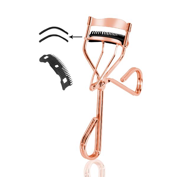 Fychuo Eyelash Curler with Comb Eyelash Separator Eye Lash Curlers Extra 2 Eyelash Curler Refills Lash Lift Tool Rose Gold