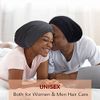 ingeware Silky Bonnet for Sleeping, Extra Large Satin Silky Hair Wrap for Sleeping Satin Lined Hair Bonnet Sleep Cap Skull Caps for Curly Hair Protection for Women Men (Black)
