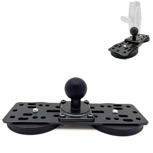 LycoGear Industrial Strength Metal Alloy Dual 65mm Diameter Round Heavy-Duty Magnetic Base with 25mm (1 inch) Ball Joint Connector (for Professional Modular use), Black