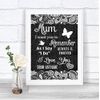 Dark Grey Burlap & Lace Effect Message for Mum Personalised Wedding Sign Print