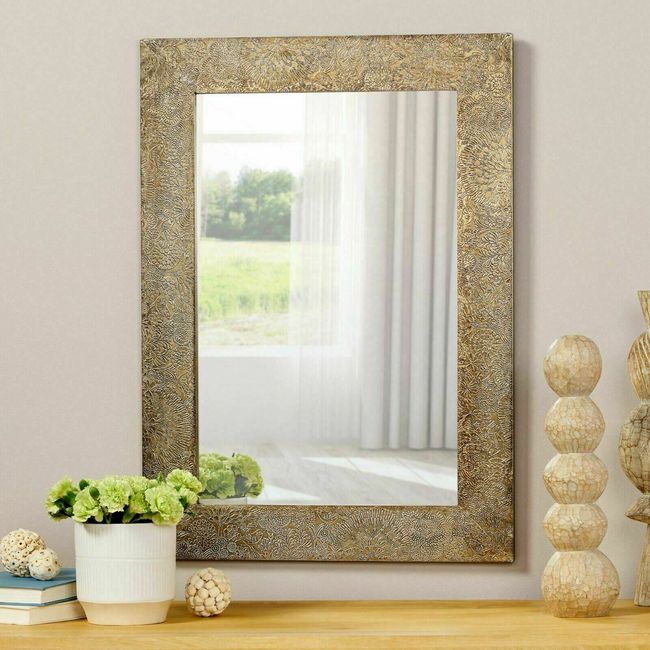 Traditional Handmade Aluminum Fitted Mirror, Antique Brass