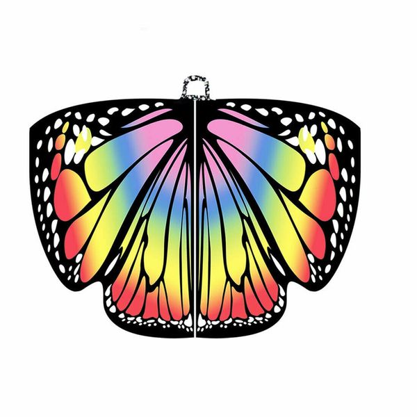 QIGEN LTD Adult Butterfly Wing Costumes Fairy Wing Cape for Women Colorful Butterfly Cloak Ladies Dance Dresses Halloween Party Cosplay Costumes Accessoy (Rainbow)