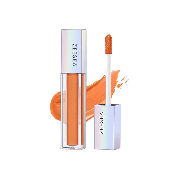 ZEESEA Diamond Glitter Liquid Eyeshadow, Solid Color Glitter Eyeshadow (OR01 Matte Orange)