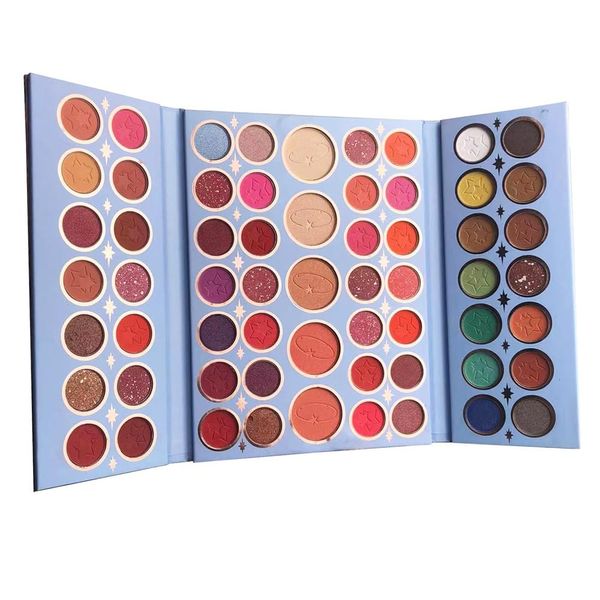 61 Colours Matt Eyeshadow Palette Colourful Nude Glitter Shimmering Eyeshadow Makeup Palette Waterproof Durable Highly Pigmented Eye Makeup Set Gift for Women (# Blue)