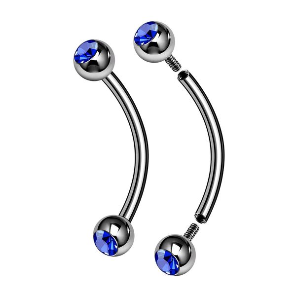 2PCS Titanium G23 Internally Curved Barbell Bar 16g 1.2mm 1/2 12mm 3mm Sapphire Ball Helix Lip Earrings Piercing Jewelry 8735