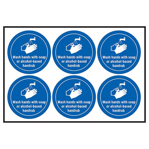 6x Wash Hands With... Health & Safety Sign Stickers For WC Cafe Toilets