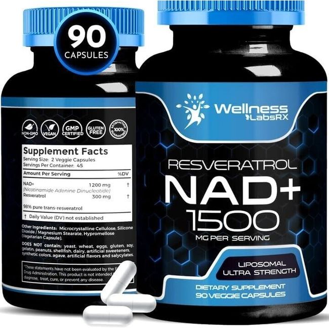 NAD Supplement, 1500Mg - Liposomal NAD+ Supplement with Resveratrol, Nad plus Bo