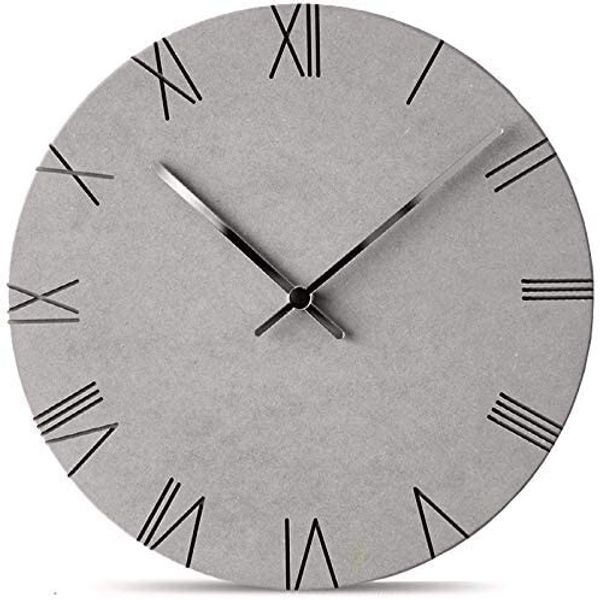 Modern Minimalist Concrete Hiding Gray (Numberless Dial) Silent Wall Clock
