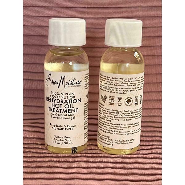 Shea Moisture 100% Virgin Coconut Oil Rehydration Hot Oil Treatment, 1oz, 2-Pack