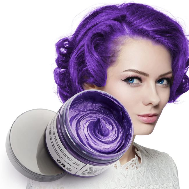 Purple Hair Color WAX 4.23 oz, Instant Hair Dye Wax, Natural Temporary Hair Color for Men and Women, Party, Daily Use, Cosplay