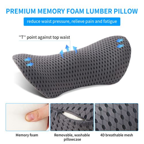 FOUSUPDT Lumbar Pillow, Memory Foam Lumbar Support Pillow for Office Chair and Car Seat, Back Support Pillow for Lower Back Pain Relief, Support Cushion Back Pillow for Sleeping, Driving, Resting
