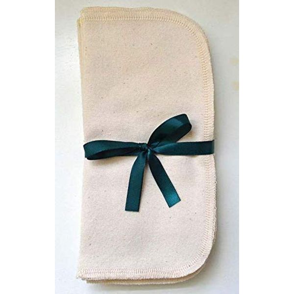 2 Ply Organic Flannel Washable Baby Wipes 8 x 8 Inches Set of 10 Sewn with Organic Cotton Thread